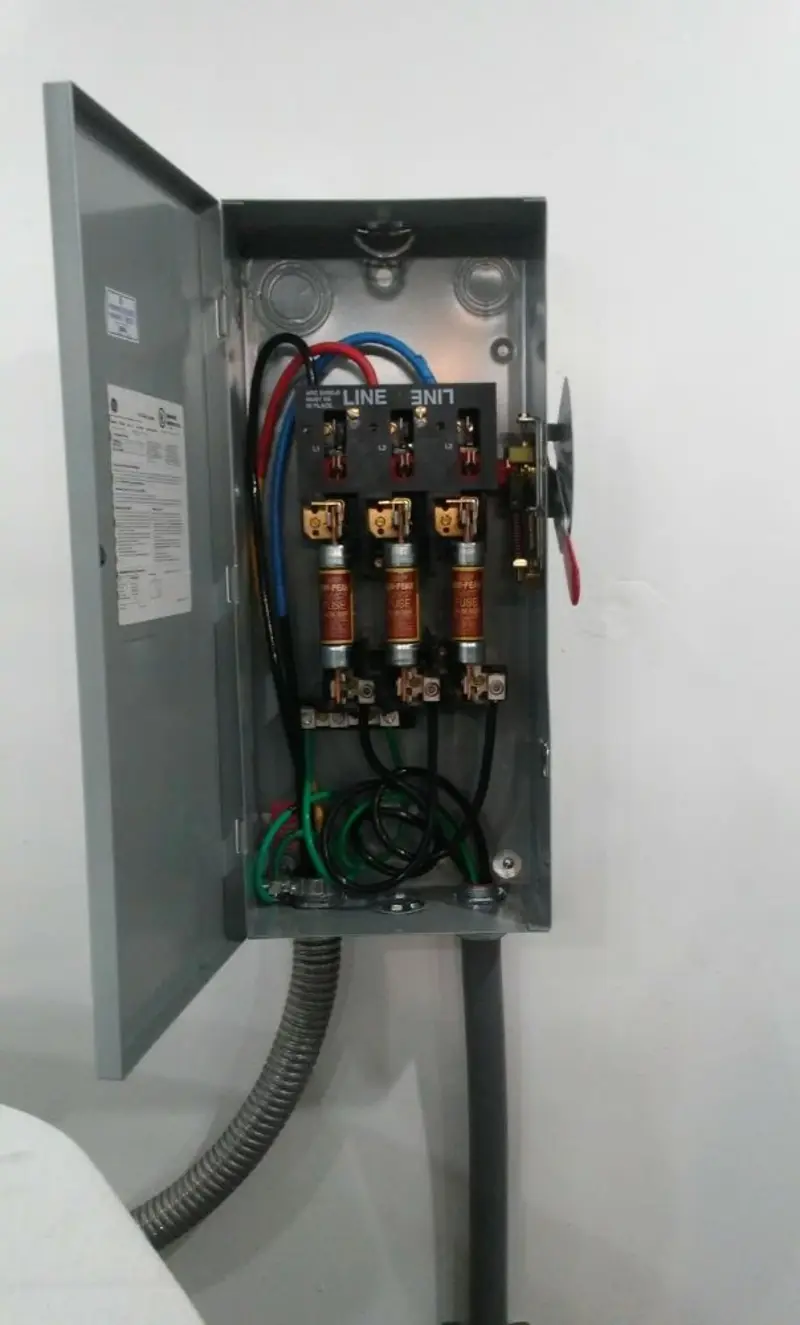 Three-phase disconnect switch installed for Electrical Wiring & Rewiring in Water Valley